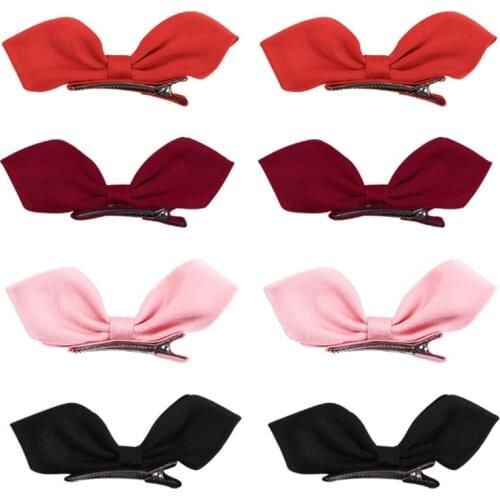 10pcs/Lot Solid Color Cute Three-Dimensional Bow Hairpin Female Side Clip Temperament Sweet Simple Top Clip Hairpins Headdress