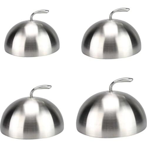 20/24/26/28cm Stainless Steel Steak Cover Teppanyaki Dome Dish Lid Home Round Oil Proof Meal Food Cover Kitchen Cooking