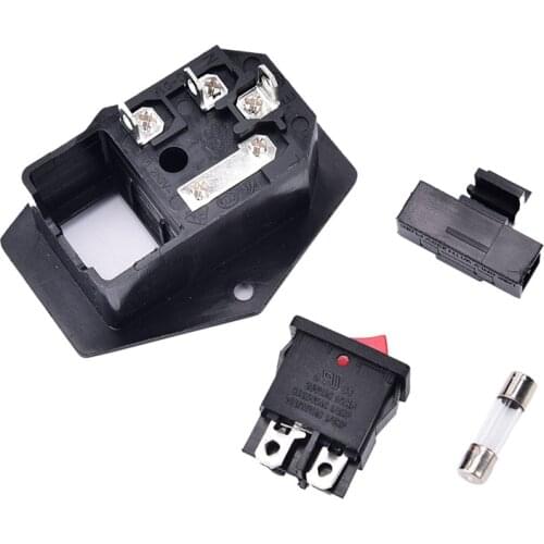 3Pin Iec320 C14 Inlet Module Plug Fuse Switch Male Power Socket 10A 250V