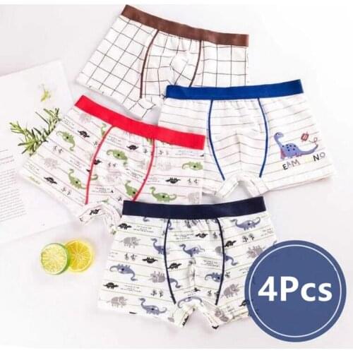 4pc/lot Childrens Cartoon Boxers Boys Pure Cotton Soft Colorful Underpants Underwear Boxer 2-12Y