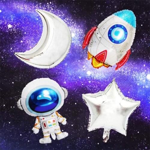 4 PCS Space Party Decoration Outer Space Balloons Rocket Balloons for Space Theme Baby Shower Trip to the Moon Party