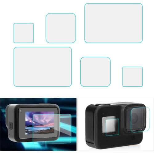 6pcs/set Ultra-clear Screen Protector Tempered Glass Screen Film Compatible for GoPro Hero 8 Camera