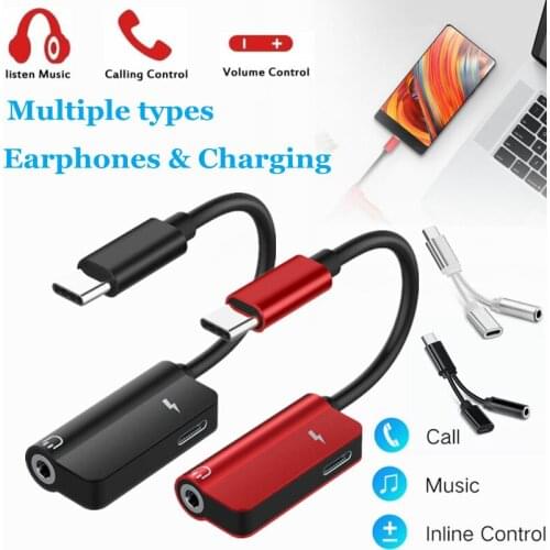 8 Types 2-in-1 Type-c To 3.5mm Aux Earphone Adapter Cable Audio Transfer Charging And Listening For Smart Phone Recharger