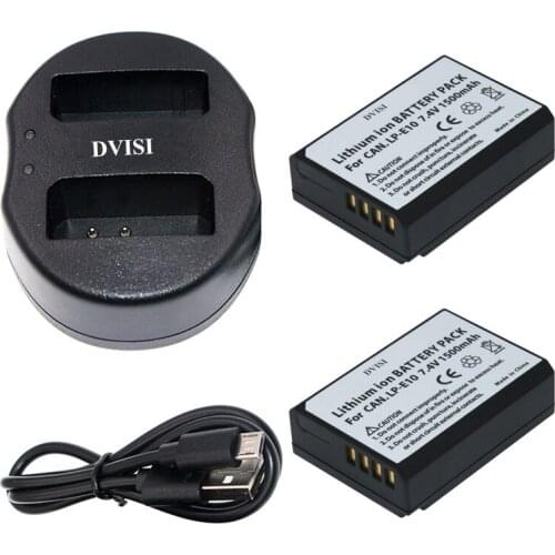2pcs 1.5Ah LP-E10 LP E10 LPE10 Batteries with USB Dual Charger for Canon EOS 1100D 1200D Kiss X50 X70 Rebel T3 T5 Digital Camera