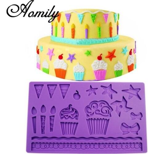 Aomily Ice Cream Fondant Cake Mold Cake Decorating Tools Jelly Sugar Craft Chocolate Silicone Molds Ice Cube Molds Baking Tools