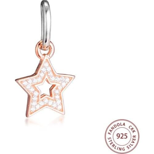 CKK Fit Pandora Bracelet 925 Sterling Silver Rose Gold Symbol of Aspiration Star Beads Charm for Jewelry Making bijoux femme