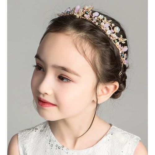 Childrens Headwear Head Flower Wreath Headbands Girls Hair Accessories Princess Girls Pearl Headband Performance