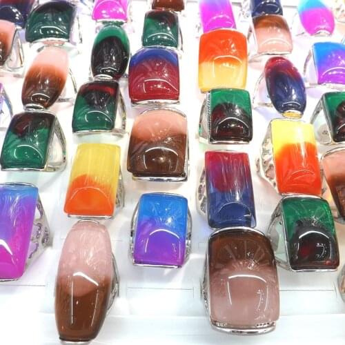 Hyperbolic Multicolor Rainbow Rings Mixed Size Women Ring For Party 50pcs/Lot