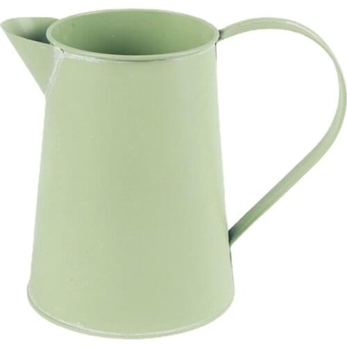 Flower Pot Vase Eye-catching Novel Design Iron Home Decoration Green With Handle Tabke Ornament Metal Planter