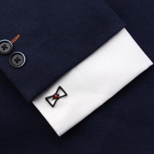 Epoxy red black bow tie French cufflinks bow shape cufflinks clothing accessories