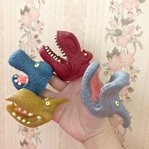 Dinosaur Puppet Gloves Finger Puppets Toy Model Animal Head Hand Puppets Silicone Novelty Figure Educational Story Prop Kid Toy