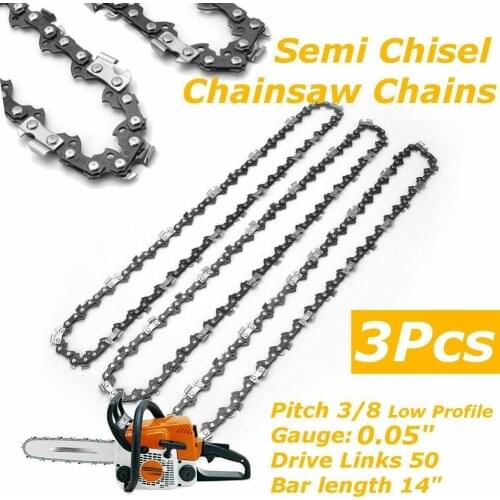 3 Pcs/set Metal Chainsaw Semi Chisel Chains 3/8lp 0.05 For Stihl Ms170 Ms171 Ms180 Ms181 Electric Chain Saw Attachment