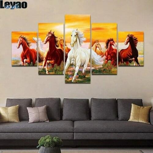 Full Square/Round Drill 5D DIY Diamond Painting Multi-Picture Running Eight Horse Embroidery Cross Stitch Mosaic Home Decor 5Pcs