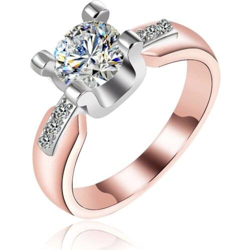 New Fashion Zircon Rose Gold Silver Color Rings For Women Trendy Simple Metal Ring Female Jewelry Wedding Party Gift Wholesale