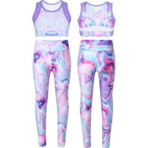 Girls Clothes Summer Kids Boys Sport 2Pcs Outfits Sleeveless Print Tanks Top+Pant Gym Suit Children Costumes For Running Workout