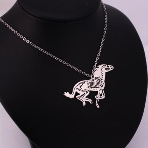 Hzew horse skeleton pendant necklace horse necklaces veterinarian gift