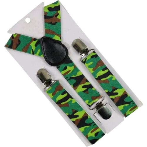 HUOBAO Fashion 2.5cm Wide Camouflage Print Suspenders Baby Boys Suspenders Clip-on Y-Back Braces Elastic Kids Suspenders