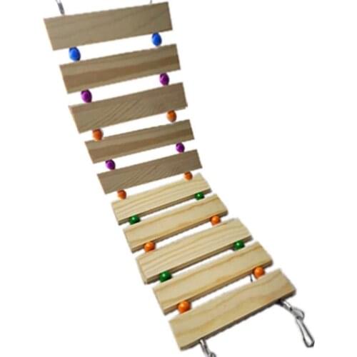 Hamster Suspension Bridge Natural Wood Small Animal Climbing Ladder Exercise Toys for Guinea Pig Hedgehog Mouse Rat
