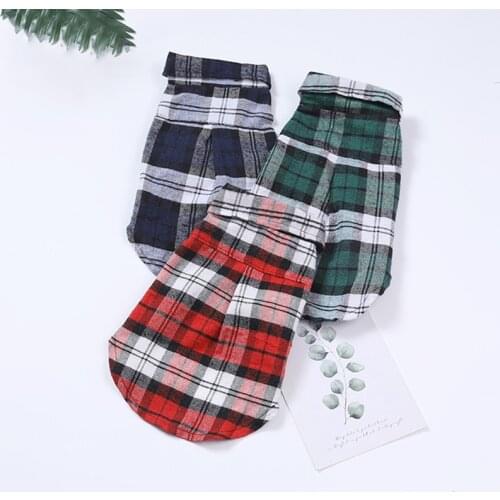 Pet Shirts Summer Classic Plaid Pet Dog Clothes for Small Dogs French Bulldog Puppy Dog t-Shirt for Dogs Pets Clothing Pug York