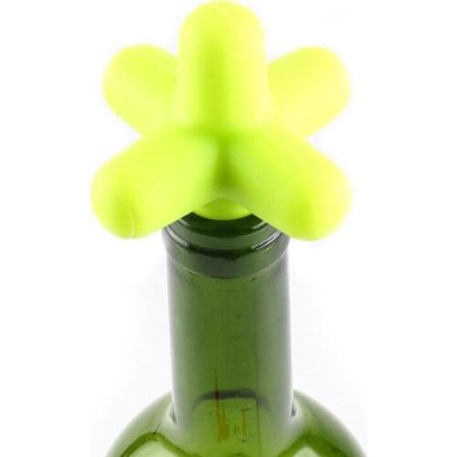 Cross-shaped silicone stopper (set of 4), reusable wine and beverage stopper, 4 colors (red, green, purple, orange)