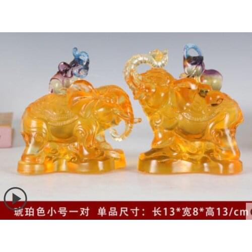 Glass elephant living room home auspicious elephant office Feng Shui crafts ornaments