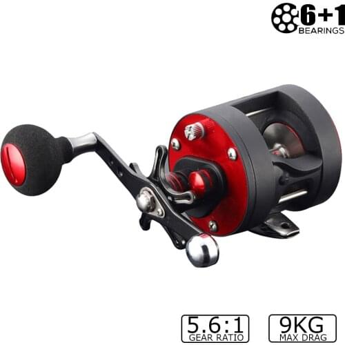 Trolling Fishing Reel 9KG Max Drag Centrifugal Brake 6+1BB 5.6:1 Wheel CNC Precise Spool For Saltwater Baitcasting Fishing Reels