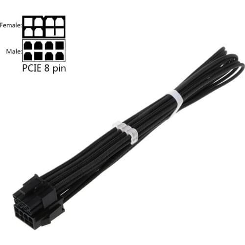 30/40CM Black GPU PCI-E 8 Pin (6+2) Male to Female Power Extension Cable for PC X7JC