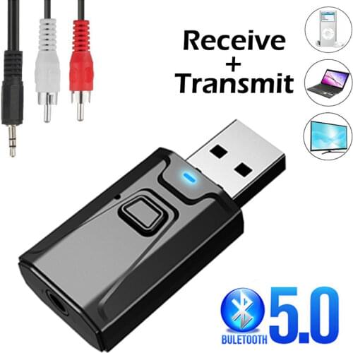 USB Bluetooth 5.0 Transmitter Receiver Mic 3 in 1 EDR Adapter Dongle 3.5mm AUX for TV PC Headphones Home Stereo Car HIFI Audio