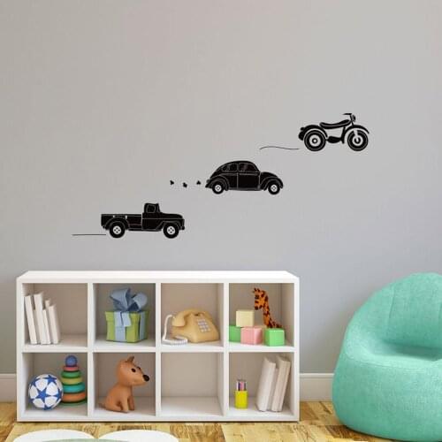 Doodled Toy Vehicles Vinyl Art Stickers Wall Decal Kids Room Bedroom Decor Accessories Simple Cute Funny In Style Murals C489