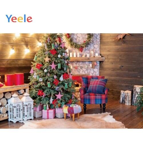 Christmas Tree Room Fireplace Wood Floor Baby Backdrop Photography Background For Photo Studio Vinyl Photophone Photozone Shoot