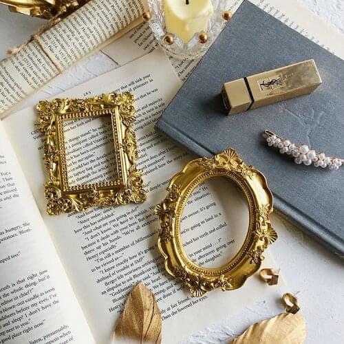 Vintage Mini Resin Photo Frame European Photo Props for Ear Nail Art Necklace Jewelry Display Squre Bronze