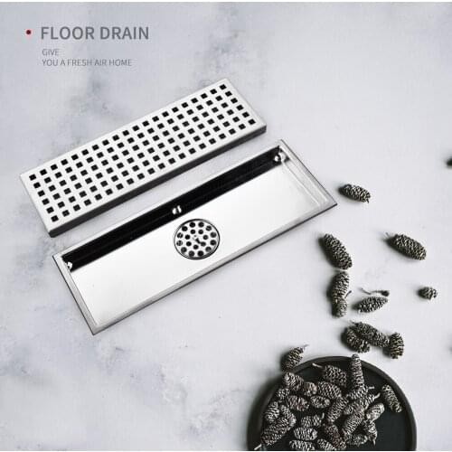 High Quality Steel Shower Drains for Tile Inserted Deodorant Floor Drain Brushed Finish Removable Cover Grid Grate