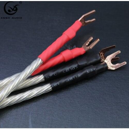 XSSH audio Hi-end HIFI Silver Plated Y shape spade to banana plugs odin core speaker cable Cord Wire bridge cable jumper cable
