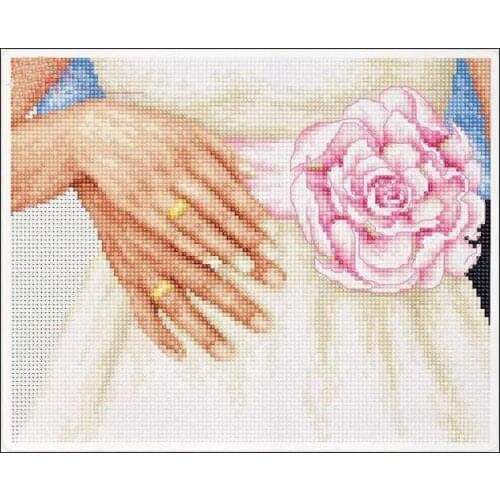 Top Quality Beautiful Lovely Counted Cross Stitch Kit Forever Wedding Ring and Flower Love luca-s luca