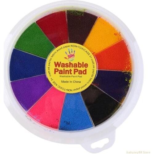Y4UD 24cm Funny 24 Colors Ink Pad Stamp DIY Finger Painting Craft Cardmaking For Kids Montessori Drawing 0-12 Months Baby Toy