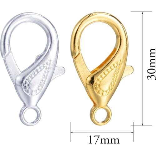 10Pcs Silver Gold Zinc Alloy 17*30mm Lobster Clasp Law Connector Hook for DIY Jewelry Making Connector Jewelry Fittings