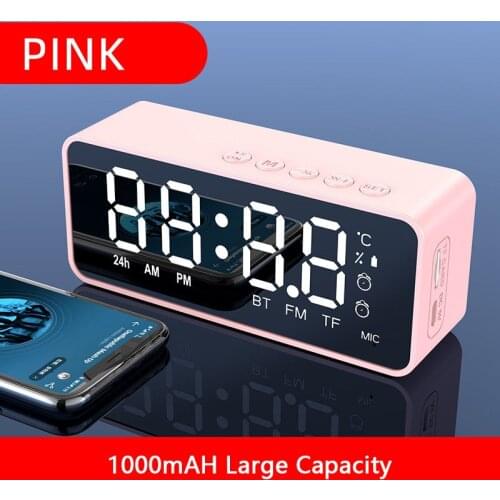 Mirror Bluetooth Audio Alarm Clock Table Decor Speaker Bass Wireless Collection Radio Digital Watch LED Electronic Desktop Clock