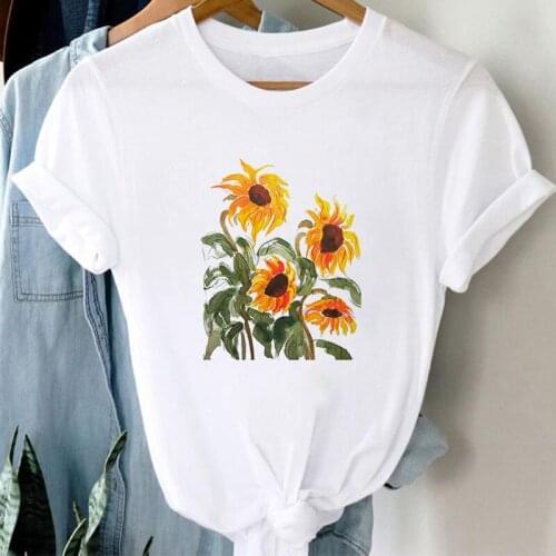 2021 Female T-shirt Fashion T-shirts harajuku Tops Tees Sunflower Graphic t shirt Women Clothing Summer Short Sleeve Femme