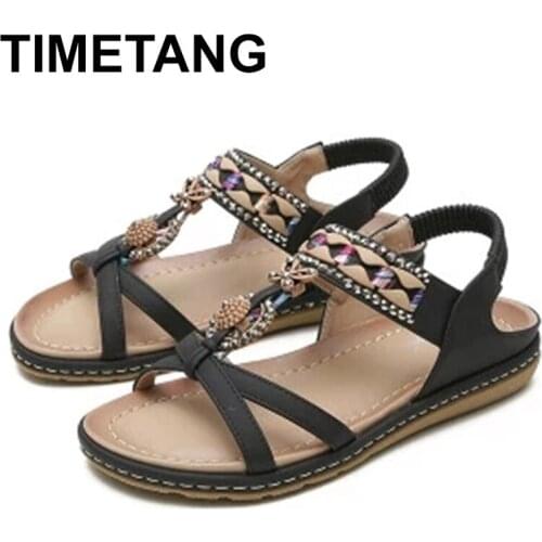 TIMETANG 2021summer new large size ethnic style thick bottom sandals beach beach shoes