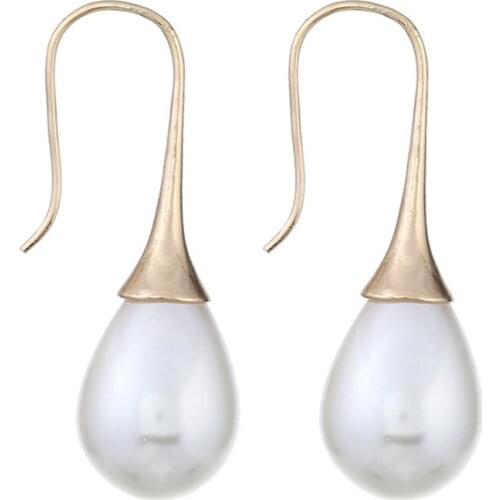 CRLEY Elegant Round Pure Love Simulated Pearl Drop Earrings for Women Jewelry White Water Drop Hanging Drop Earrings for Women