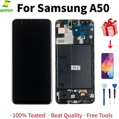 Super AMOLED For Samsung Galaxy A50 A505F/DS A505F A505FD A505A LCD Display Touch Screen Digitizer With Frame For SamsungA50 lcd
