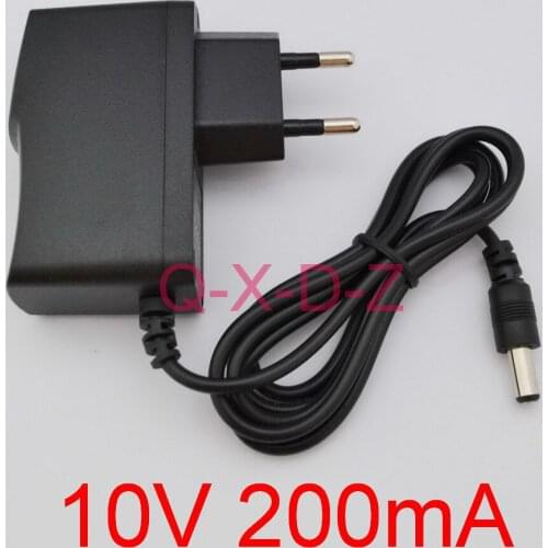 1PCS 10V 200mA AC 100V-240V Converter Switching power adapter DC 10V 200mA 0.2A Supply EU Plug DC 5.5mm x 2.1mm-2.5mm