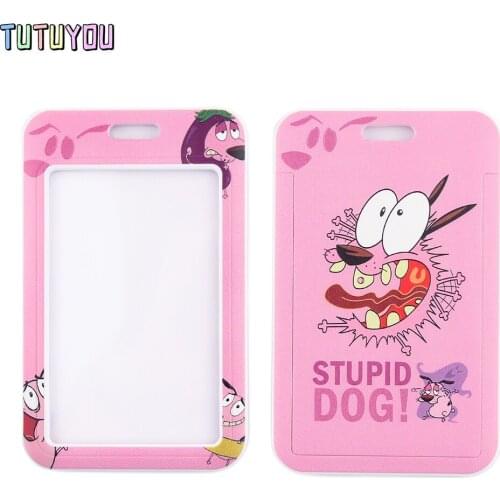 1pc PC2561 Pink Stupid Dog Bank Credit Card Holder Wallet Bus ID Name Work Card Holder For Student Card Cover Business Card
