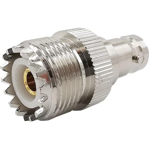 1Pcs BNC Female to UHF SO-239 SO239 Silver Female Jack Straight RF Coaxial Connector Adapter