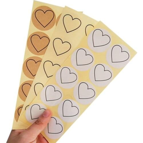 100PCS Round Heart sealing stickers handmade LOVE Seal Labels Tag cowhide transparent white 3color 35MM