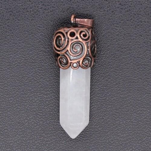 100-Unique Copper Plated Small Natural Rock Crystal Pillar Pendant Personalized Jewelry