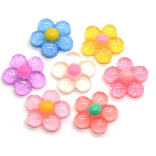 18MM Handcrafted Resin Jelly Sunflower Cabochons Flatback Flat Back Resin Daisy Flower Embellishments Charms