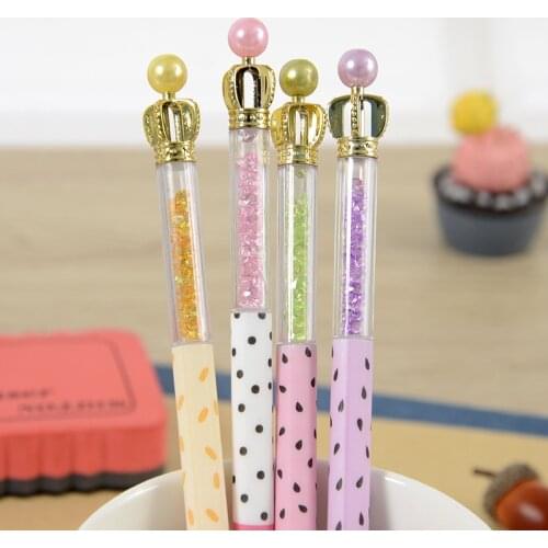 4 Pcs Cute Simple Crown Shape 0.5mm Gel Pens Kawaii Student School Writing Signature Pen Stationery Gift