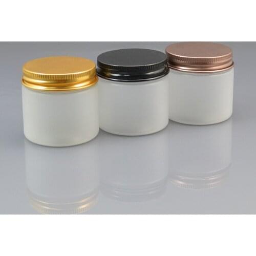 100pc/lot 50ml Frosted Plastic Cosmetic Jar Serum Bottle Gold Aluminum Cap 50g High End Refillable Hand Cream Case Metal Lid