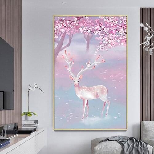 DIY Handmade Diamond Painting Round Diamond Elk Embroidery Cross Stitch Picture Painting for Adults Kids Decor Gift